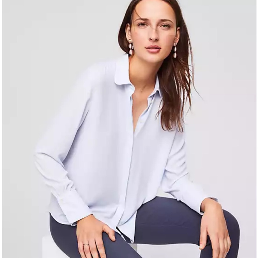 Loft Hush Blue Utility Blouse